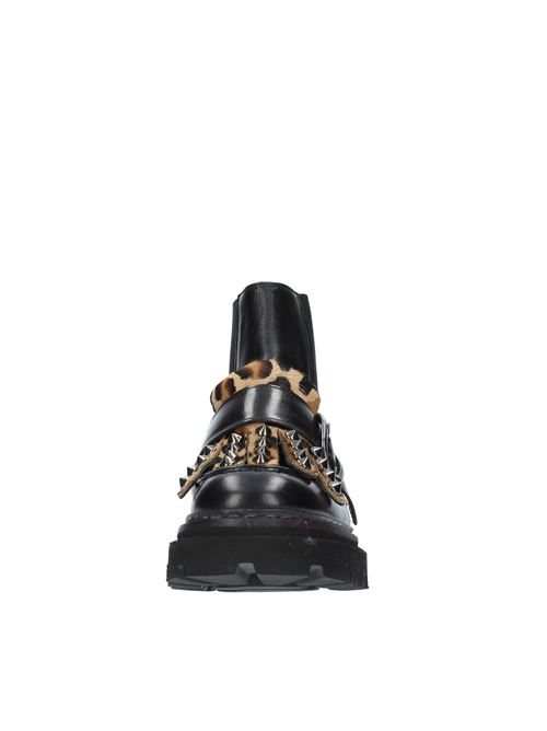 Beatles ankle boots model 36494/4 in leather and fabric JP/DAVID | 36494/4 BORCHIENERO-LEOPARDO